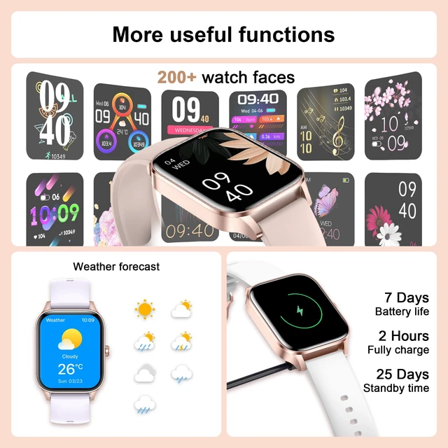Alt view image 7 of 7 - Smart Watches for Women,1.85" Fitness Tracker Watch Answer/Make Call,IP68 Waterproof Fitness Watch with Sleep/Step/Heart Rate/SpO2 Monitor, 120+ Sport Modes Smartwatch for Android iOS