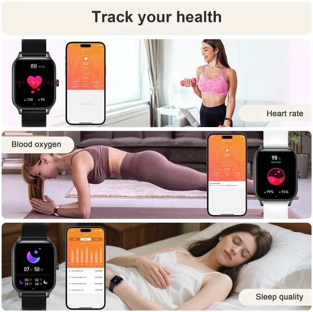 Alt view image 5 of 7 - Smart Watches for Women,1.85" Fitness Tracker Watch Answer/Make Call,IP68 Waterproof Fitness Watch with Sleep/Step/Heart Rate/SpO2 Monitor, 120+ Sport Modes Smartwatch for Android iOS