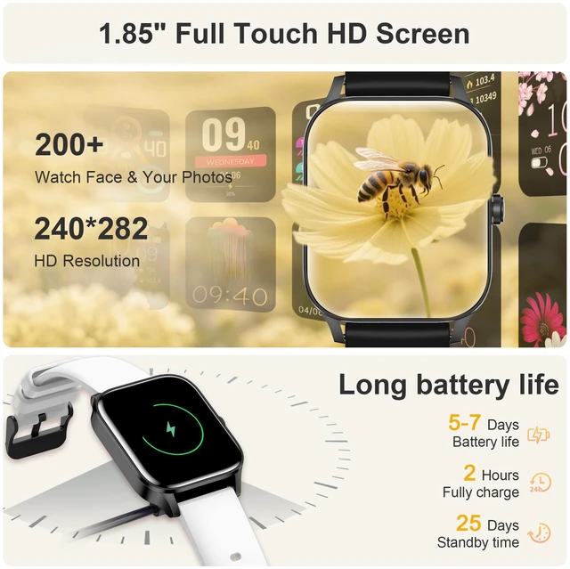 Alt view image 6 of 7 - Smart Watches for Women,1.85" Fitness Tracker Watch Answer/Make Call,IP68 Waterproof Fitness Watch with Sleep/Step/Heart Rate/SpO2 Monitor, 120+ Sport Modes Smartwatch for Android iOS