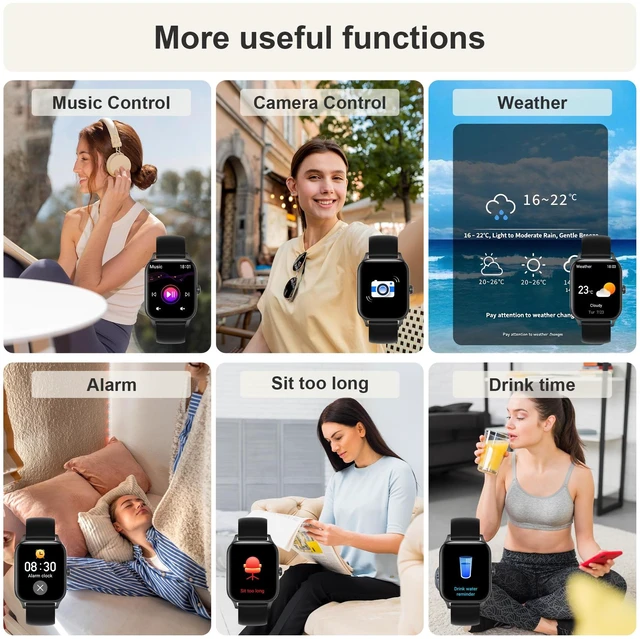 Alt view image 7 of 7 - Smart Watches for Women,1.85" Fitness Tracker Watch Answer/Make Call,IP68 Waterproof Fitness Watch with Sleep/Step/Heart Rate/SpO2 Monitor, 120+ Sport Modes Smartwatch for Android iOS