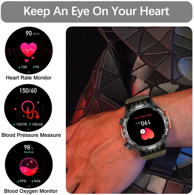 Alt view image 2 of 7 - Military Smart Watch with LED Flashlight, Compass, SOS, Rugged Tactical Bluetooth Answer/Dial Calls, Heart Rate Blood Pressure Sleep Monitor Compatible for Android and iOS, Green