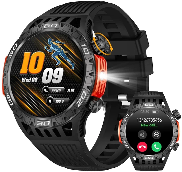 Main image of Military Smart Watch for Men 1.46" Outdoor Tactical Sports Smartwatch with Answer/Make Call,Fitness Watch,Blood Oxygen,Heart Rate and Sleep Monitor Compatible with iPhone and Android Phones, Black