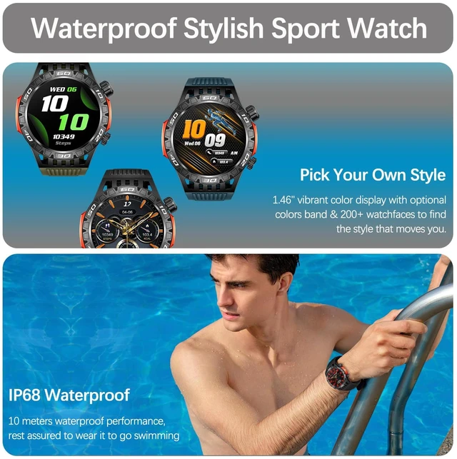 Alt view image 7 of 7 - Military Smart Watch with LED Flashlight, Compass, SOS, Rugged Tactical Bluetooth Answer/Dial Calls, Heart Rate Blood Pressure Sleep Monitor Compatible for Android and iOS, Green