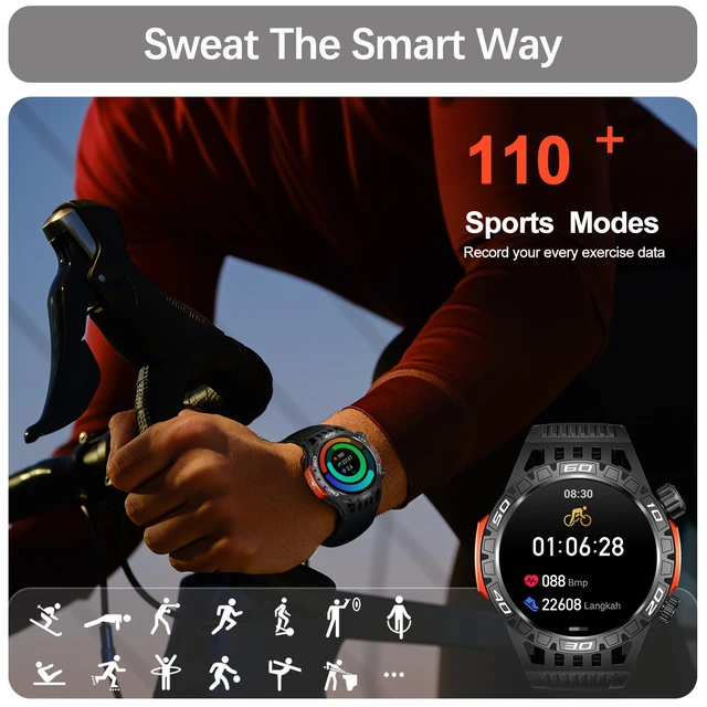 Alt view image 2 of 7 - Military Smart Watch for Men 1.46" Outdoor Tactical Sports Smartwatch with Answer/Make Call,Fitness Watch,Blood Oxygen,Heart Rate and Sleep Monitor Compatible with iPhone and Android Phones, Black