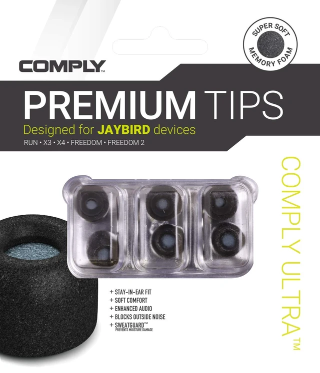 Alt view image 6 of 6 - Memory Foam Replacement Ear Tips, Black (S/M/L) (3 Pairs) For Jaybird X4, Ultimate Comfort, Secure Fit, Superior Noise Isolation