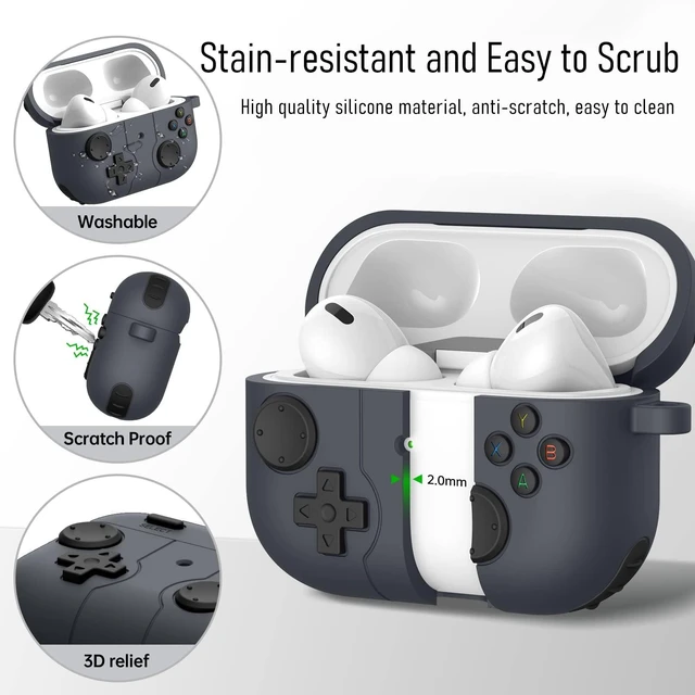 Alt view image 7 of 7 - for Airpods 4 Silicone Case Game Controller with Cleaning Kit,Shockproof Earbuds Protector Compatible with Airpod 4th Generation Cases Cover Support Wireless Charging