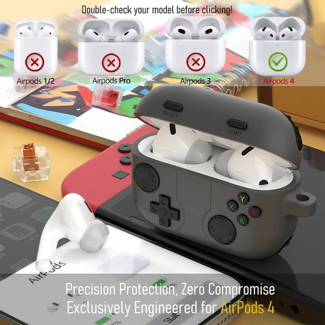 Alt view image 5 of 7 - for Airpods 4 Silicone Case Game Controller with Cleaning Kit,Shockproof Earbuds Protector Compatible with Airpod 4th Generation Cases Cover Support Wireless Charging