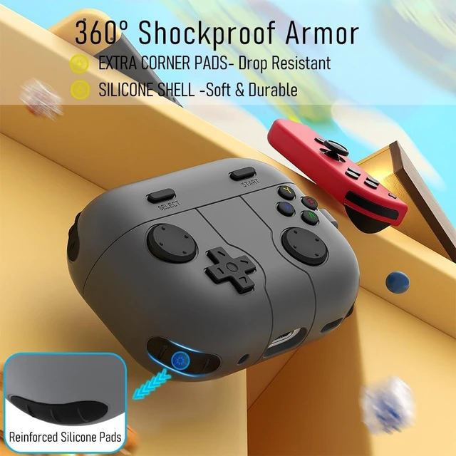 Alt view image 4 of 7 - for Airpods 4 Silicone Case Game Controller with Cleaning Kit,Shockproof Earbuds Protector Compatible with Airpod 4th Generation Cases Cover Support Wireless Charging