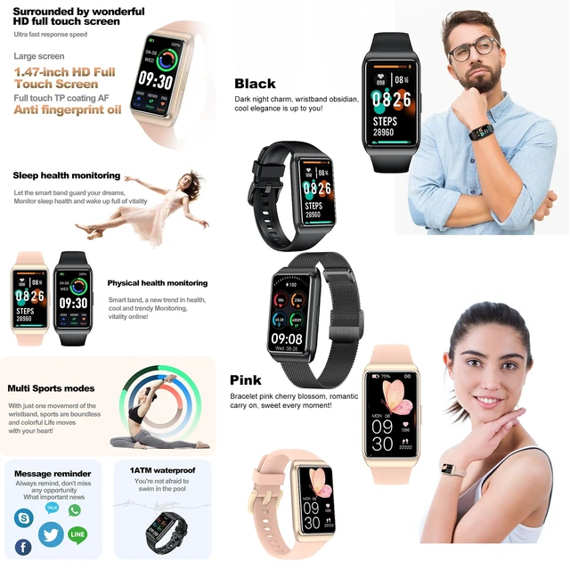 Alt view image 3 of 7 - 1.47" AMOLED Smart Watch for Women, Mens Smartwatches,Fitness Tracker Smartwatch for Android iPhones, Digital Watches Step Counter, 2 Straps (Black)