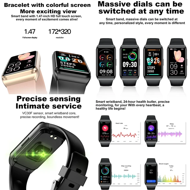 Alt view image 5 of 7 - 1.47" AMOLED Smart Watch for Women, Mens Smartwatches,Fitness Tracker Smartwatch for Android iPhones, Digital Watches Step Counter, 2 Straps (Black)