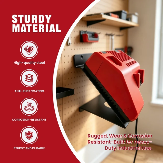 Alt view image 2 of 6 - Wall Mount Charger Holder for Milwaukee M12 M18 with Ventilation Cutouts Detachable Packout Charger Holder is easytomount on pegboard, garage and workshop walls. Not an official Milwaukee product