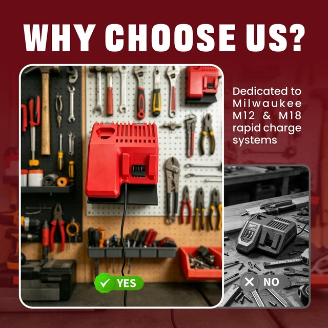 Alt view image 4 of 6 - Wall Mount Charger Holder for Milwaukee M12 M18 with Ventilation Cutouts Detachable Packout Charger Holder is easytomount on pegboard, garage and workshop walls. Not an official Milwaukee product