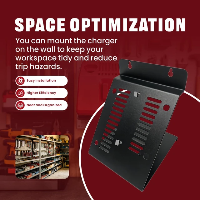 Alt view image 5 of 6 - Wall Mount Charger Holder for Milwaukee M12 M18 with Ventilation Cutouts Detachable Packout Charger Holder is easytomount on pegboard, garage and workshop walls. Not an official Milwaukee product