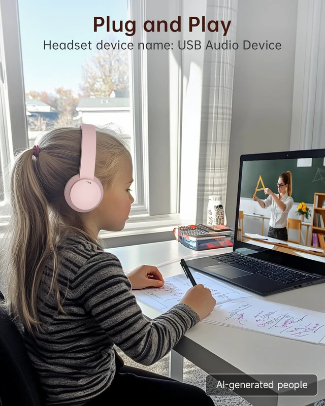 Alt view image 6 of 7 - USB Headset with Microphone for PC, Noise-Canceling Mic, USB-A Noise-Canceling Mic, USB-A Plug & Play, Comfortable On-Ear Design, Ideal for Teams, Skype & Online Classes
