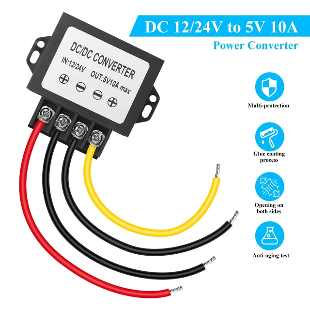 Alt view image 2 of 7 - 12V 24V to 5V Step Down Converter, 50W 10A Buck Converter with Screwdriver 12V 24V to 5V 10A 50W Voltage Regulator Power Transformer Module - Overcurrent/Short Circuit/Overvoltage Protection