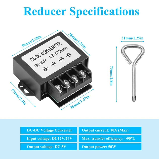 Alt view image 7 of 7 - 12V 24V to 5V Step Down Converter, 50W 10A Buck Converter with Screwdriver 12V 24V to 5V 10A 50W Voltage Regulator Power Transformer Module - Overcurrent/Short Circuit/Overvoltage Protection