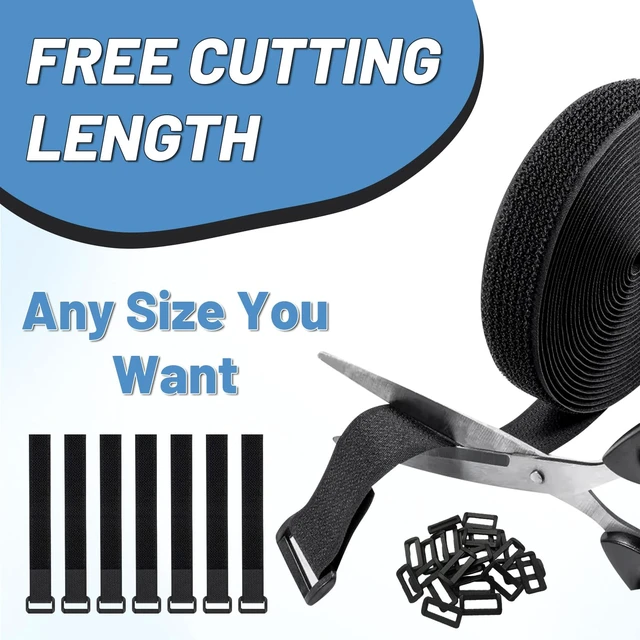 Alt view image 2 of 7 - Adjustable Cable Straps with 48 Buckles 1" x 32Ft - Reusable Hook & Loop Nylon Ties, Free Cut to Length, Perfect for Home/Office/Workshop Wire Management, Cord Organization & Secure Storage