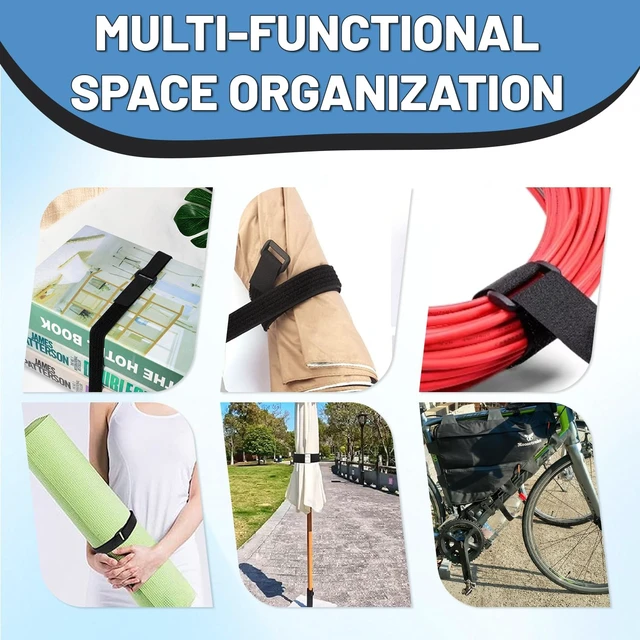 Alt view image 6 of 7 - Adjustable Cable Straps with 48 Buckles 1" x 32Ft - Reusable Hook & Loop Nylon Ties, Free Cut to Length, Perfect for Home/Office/Workshop Wire Management, Cord Organization & Secure Storage