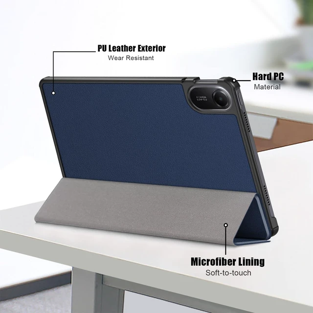Alt view image 3 of 7 - Case for Xiaomi Redmi Pad 2 11 Inch 2025, Navy Blue Folding Folio, Ultra-Thin PU Leather, Stand Case Cover, Auto Wake/Sleep