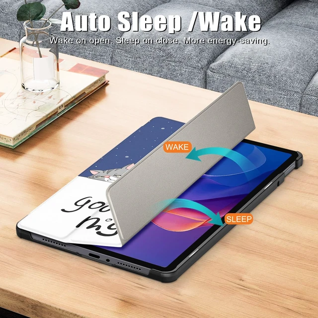 Alt view image 2 of 7 - Case for Xiaomi Redmi Pad 2 11 Inch 2025, Lazy Cat Folding Folio, Ultra-Thin PU Leather, Stand Case Cover, Auto Wake/Sleep