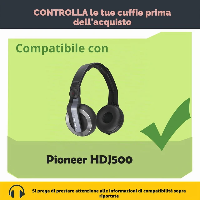 Alt view image 2 of 7 - HDJ-500 Earpads Replacement for Pioneer HDJ-500 Headphones Ear Cushions with Protein Leather and Memory Foam