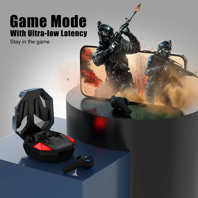 Alt view image 2 of 7 - Wireless Earbuds, Gaming Earphones Ultra-Low Latency HI-FI Stereo Sound Bluetooth in-Ear Headphone with Microphone Clear Call 30H Playtime for Workout Running Game Mode