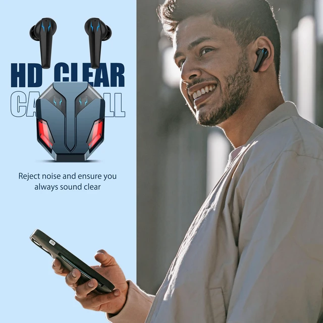 Alt view image 4 of 7 - Wireless Earbuds, Gaming Earphones Ultra-Low Latency HI-FI Stereo Sound Bluetooth in-Ear Headphone with Microphone Clear Call 30H Playtime for Workout Running Game Mode