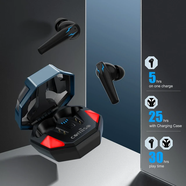 Alt view image 5 of 7 - Wireless Earbuds, Gaming Earphones Ultra-Low Latency HI-FI Stereo Sound Bluetooth in-Ear Headphone with Microphone Clear Call 30H Playtime for Workout Running Game Mode