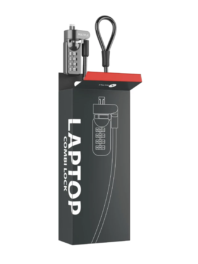 Alt view image 6 of 6 - Laptop Security Lock Standard Size T-Shaped Bar Locking Mechanism Hard Cut Resistant Steel 4 Digit Combination Lock 1.7m Strong Secure Cable