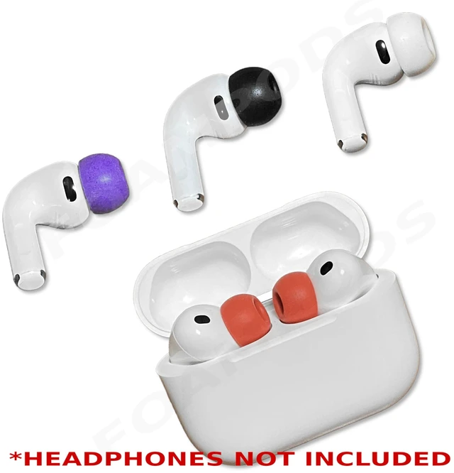 Alt view image 4 of 4 - Memory Foam Ear Tips for Apple Airpods Pro 3 (3rd Gen 2025) Headphones -Multiple Colors (Red)