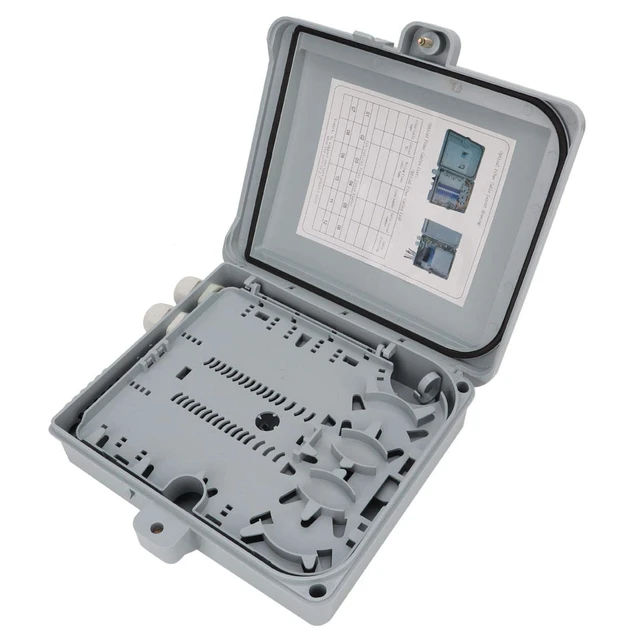 Alt view image 7 of 7 - Fiber Optical Terminal Box IP65 12 Core FTTH Fiber Optic Distribution Enclosure 9.84 x 8.66 x 2.56inch