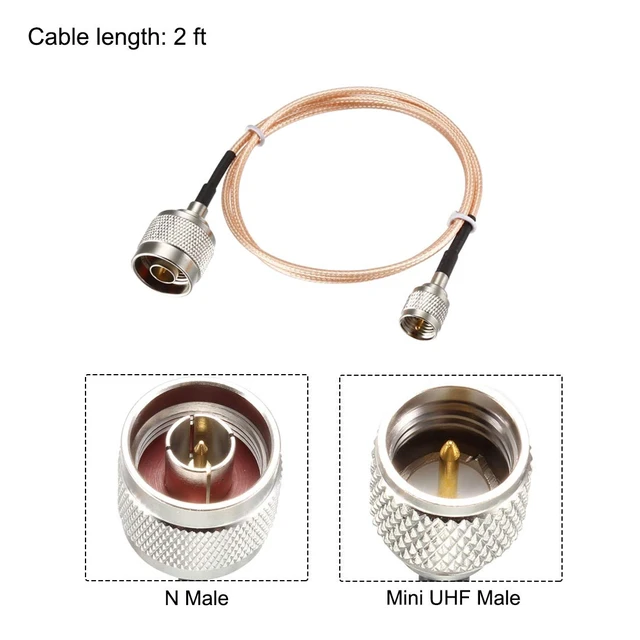 Alt view image 2 of 5 - Mini UHF Male to N Male RG316 RF Coaxial Cable 2 Feet Long