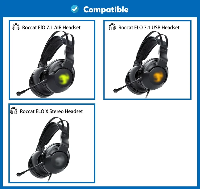 Alt view image 2 of 6 - Professional Replacement Earpads Cushion Compatible with Roccat ElO 7.1 AIR/ELO 7.1 USB/ELO X Stereo Headsets Ear Pads with Skin-Friendly Leather and Memory Foam
