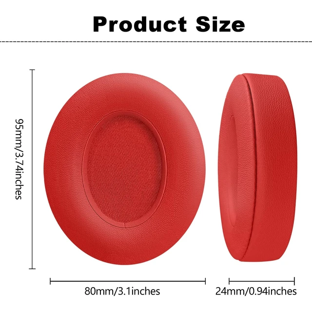 Alt view image 2 of 7 - Replacement Ear Pads for Beats Studio 2 & Studio 3 Wired & Wireless Headphones, Replacement Ear Pads Cushion Cover Comfortable Durable Cushion (Light red)