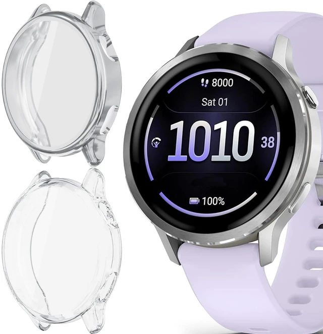Main image of Compatible for Garmin Venu 4 45mm Case, Soft Slim TPU All Around Protective Shell Anti-Scratch Bumper Cover Case Compatible for Garmin Venu 4 41mm, 45 (Clear+Silver, for Venu 4 41mm)