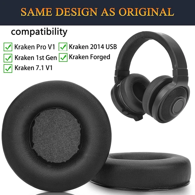 Alt view image 2 of 7 - Ear Pads Cushions Replacement, Earpads for Razer Kraken 1st Gen, Kraken 2014 Pro V1, Kraken 7.1 V1, Kraken 2014 USB, Kraken Forged Headset