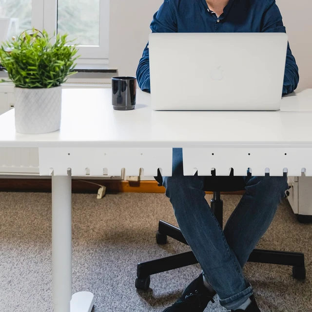 Alt view image 7 of 7 - Under Desk Cable Management, 2 Pack 17" Cable Tray Organizer, No Drill or Screw Mount, Standing Desk Cable Management, Cord Organizer, White