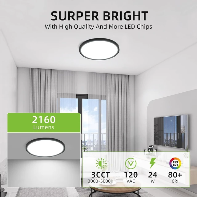 Alt view image 2 of 7 - hykolity 12 Inch LED Round Flat Panel Light,3CCT,3000K/4000K/5000K