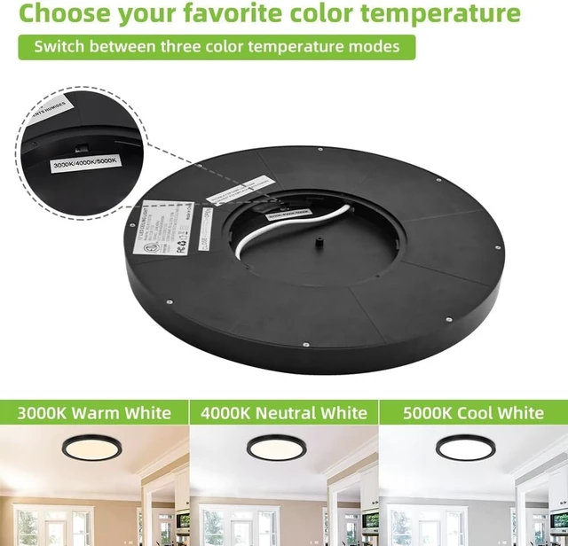 Alt view image 3 of 7 - hykolity 12 Inch LED Round Flat Panel Light,3CCT,3000K/4000K/5000K