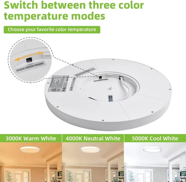 Alt view image 3 of 7 - hykolity 12 Inch Selectable CCT LED Round Flat Panel Light,3CCT