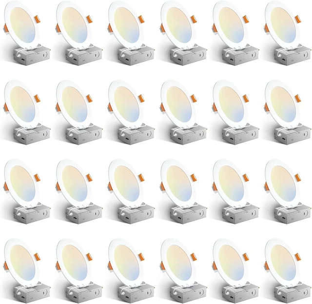Main image of Amico 24 Pack 6 Inch LED Recessed Light with Junction Box, 5CCT, 1050LM