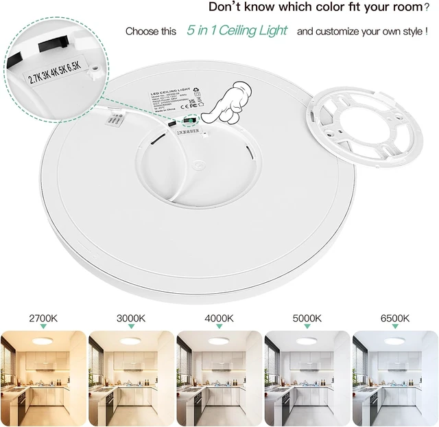 Alt view image 2 of 7 - Brightever 12 Inch LED Flush Mount Ceiling Light Fixture, Dimmable, 3200LM