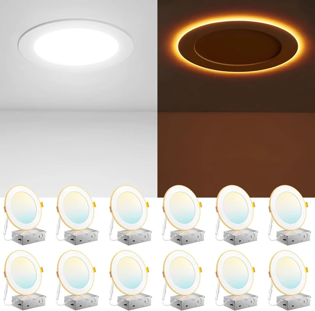 Main image of Amico 12 Pack 6 Inch LED Recessed Light with Night Light, 5CCT, 1100LM