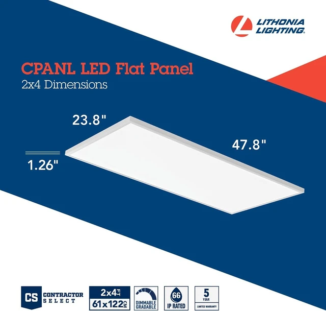 Alt view image 5 of 7 - Lithonia Lighting 2x4 LED Flat Panel Light, 4000 Lumens, 3500K/4000K/5000K