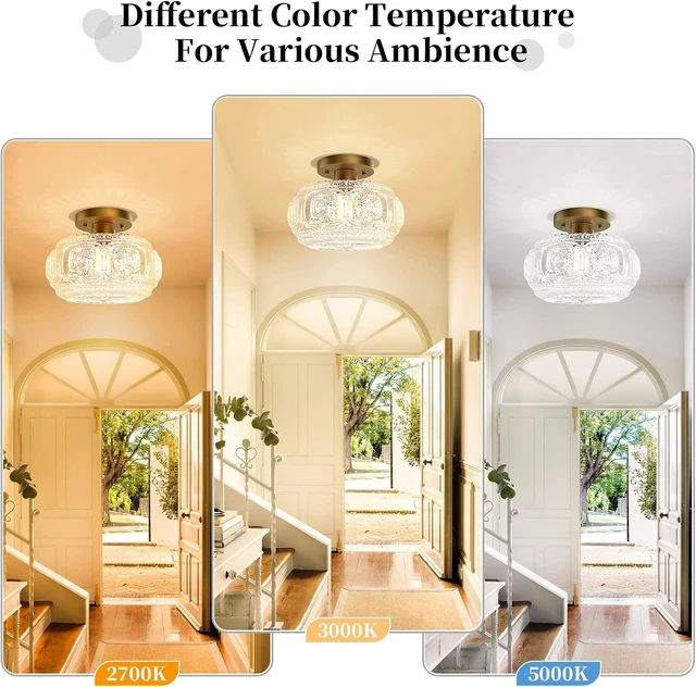 Alt view image 6 of 7 - Globe Glass Semi Flush Mount Ceiling Light Fixture, Vintage Gold