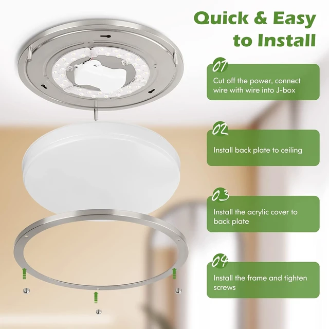Alt view image 6 of 7 - 36W LED Ceiling Light Fixture, 12in Modern Flush Mount Ceiling Lights