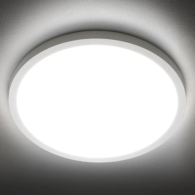 Main image of SunRider LED Flush Mount Ceiling Light Fixture, 5000K Daylight White, 2400LM, 12 Inch 24W White Round Flat Bedroom Lights, 240W Equiv. Non-Dimmable