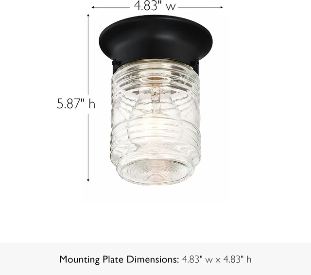 Alt view image 2 of 7 - Design House Jelly Jar Ceiling Light, Indoor/Outdoor, Flush Mount, Dimmable, Uses (1) 60W Bulb, Matte Black, 4.8 in. Diameter x 5.9 in. H, 587220