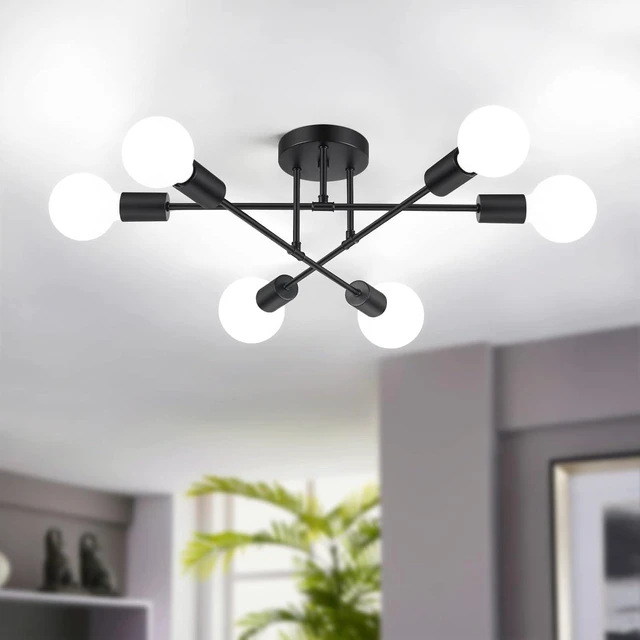 Main image of Bosceos Modern Sputnik Chandelier, 6-Light Ceiling Lights Fixture 22" Black