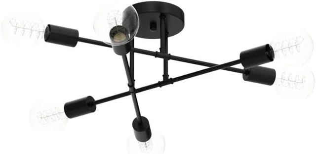 Alt view image 4 of 7 - Bosceos Modern Sputnik Chandelier, 6-Light Ceiling Lights Fixture 22" Black